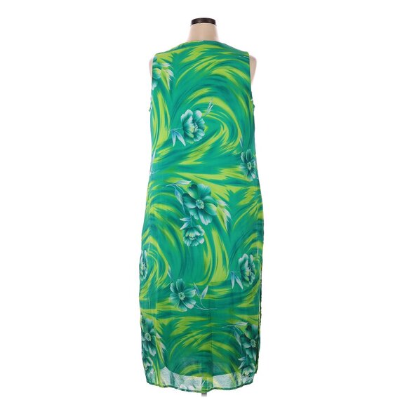 Bright Floral Hawaiian Dress sheer overlay - Picture 2 of 10